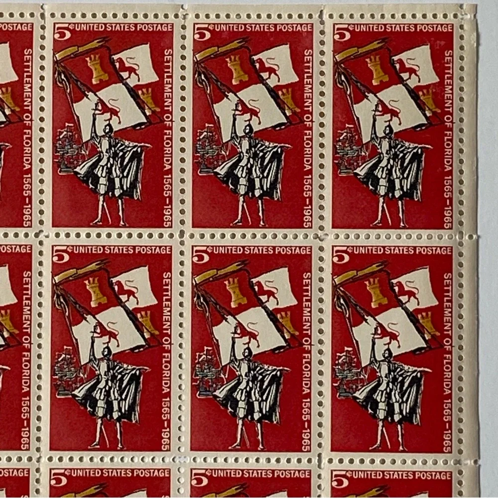 Florida Settlement Sheet Stamps #1271 1965 Red Ship 5 Cents Vintage